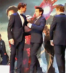 tangledlives:  devildoll:  cacchieressa:  goddesspharo:   Robert Downey Jr. and Tom Hiddleston share a moment together on stage while Jeremy Renner feels like the third wheel.  AND NONE FOR JEREMY RENNER.  IT’S OKAY, JEREMY. COME HERE AND I WILL CUDDLE