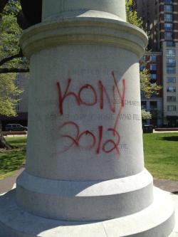 chainsawmascara:  randomestduckeva:   Kony 2012 spray painted on a 1889 memorial for the victims of the Boston Massacre  #how to be an asshole  #fuck Boston #my hatred of Massachusetts overrides my hatred of most other things #including bullshit tagging,