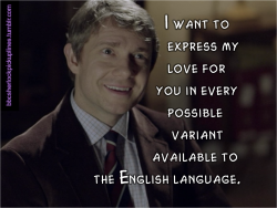 bbcsherlockpickuplines:“I want to express my love for you in every possible variant available to the English language.”