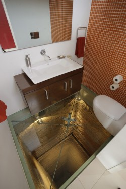 bootsonmyfeet:  timelordy-teganbreann:  hurpaderp:  thearchtivist:  Bathroom with glass floor, overlooking a 15 story elevator shaft.   In case you needed help shitting yourself.  omg that comment though  Thats crazy,   That&rsquo;s just creepily weird.