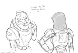fygarrusvakarian:  weemiji:  Something terribly dumb I made for the ME lj comm.  Citadel Groundskeeper, great NPC or greatest NPC. I think it’s safe to say he’s not really a boob man/turian.  This is the first thing I’ve drawn for fun in months. 