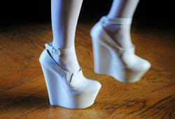 So nice!  heelchorus:  Â» Aganovich white platform wedges, Fall 2011.Â Â» White has never been so enchanting. (Image: Nobody Knows Marc) 