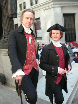 foundingfatherfest:  Alexander Hamilton (portrayed by Ian Rose) and Thomas Jefferson (portrayed by Steve Edenbo) at Federal Hall.  I just want to impersonate historical figures ughhh