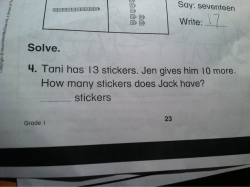 ralphdgamf:  starkidwholived:  kimburrit0:  I was helping my little brother Where the fuck does jack come from  That’s basically what math is like for the rest of your life.I love how the answer is at the bottom of the page. And how is any kid suppose
