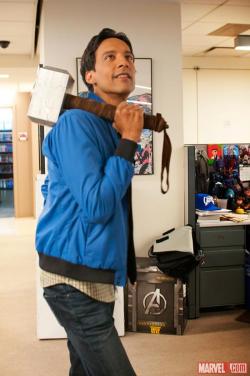 chesttoupee:  Can we just take a minute to appreciate Danny Pudi holding Mjolnir?  