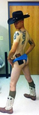 manstalker:  A REDNECK MARINE BORED IN THE BARRACKS FLAUNTING HIS SWEET BARE ASS. IRONICALLY HE IS FROM TEXASâ€¦STEERS AND QUEERS RIGHT? 