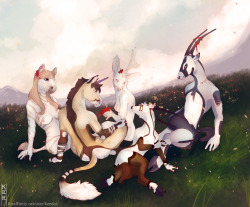 Gentle Summer [5.000 Thanks!] - by Keedot . Awesome hoofer gathering (and doubly so because Kee included me in it) &lt;3 &lt;3 A zebra, two unicorn, and two oryx. Fab!