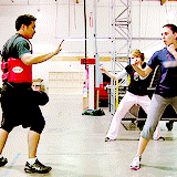 teenyblondini:  thatwasonegoodking:  i allofthefeelings:  fuckyeahwarriorwomen:  [ Description: A 9 piece animated gifset showing the behind the scenes training Scarlett Johansson undertaking the martial and wire-work training required for her role as