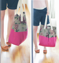 scissorsandthread:  Colour Block Tote | Say Yes To Hoboken If you’re looking to start sewing, then this is a great beginner project. I love that this is really pretty yet the combination of the heavy fabric &amp; cotton tape means you can load up this