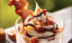 shortformblog:  Burger King’s new bacon sundae: Meaty, not the worst thing you can eat Burger King added several new items to its summer menu this week, most notably this vanilla sundae with hot fudge, caramel and yes, bacon. The meaty new treat has