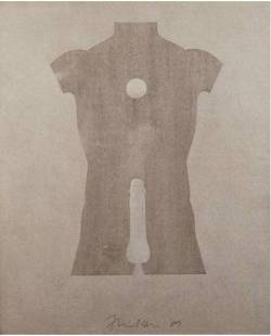 mrsramseysshawl:  Indistinctly signed, Tilson [?] Male torso, 1969
