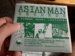 I have quite a few of these Asian Man Records catalog slips, I wonder what would happen if I actually filled it out and order something off of them. Ehh I&rsquo;ll probably just hang them up like posters haha.