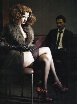 continuousstateofdesire:  revesdesyeux:Â Style NoirÂ Lara Stone by Paolo Roversi for Vogue Italia  Get on your knees and worship my fucking heels.