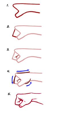 mcsgsym:  How to draw a fist!   THANK YOU SO MUCH fists are always the hardest thing for me to try and draw, let alone the fact that they are hands!  I can’t believe the solution was this simple!