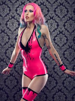 maja-stina:  This piece is now on sale until Monday morning! Not only do you save £25 but the wrist and leg cuffs come FREE! Purchase this piece here:http://majastina.bigcartel.com/product/latex-dripping-bodysuit © 2012 Julian M KilsbyWig: Our Little