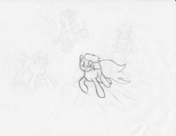 My First attempt to do the pose that the one with the stitched up cutiemark in.  Some how it became this.