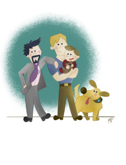 shipshapeship:  Here is an illustration I did of the Super Family. Also, they adopted Dug. 