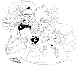   kollerss answered:  luna’s mustaches vs celestias beard a, a facial hair fight?xD   askfuselight answered:  Princess Luna? Or Celestia? Or both? :D   Tentacles. Apparently I liked this idea so much that I did proper lines for it. So much for doodles.