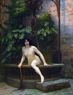 coffeeinmybeard:  jake-clark:  autumngracy:  cumaeansibyl:  seekers-whoarelovers:  museedart:  Truth Coming Out of Her Well to Shame Mankind, 1896 by Jean-Léon Gérôme  I’ve been thinking a lot about it and this is literally the best title of anything