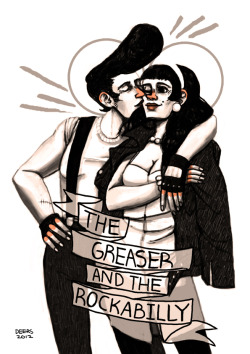 gatherersgarden:  2 illustrations for a cool greaser/rockabilly/50’s zine some girl lovin’ and a cute little teddy girl 
