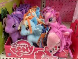 bronyhood:  euphoriapony:  brony-express:  typicalbrony:  sourmod:  Hasbro’s new attempt at Pony plushes….come on hasbro just give them sculpted plush hair! BAHHHHHHH ;o; they are really cute aside from the mane! seen at target in MD  These are the