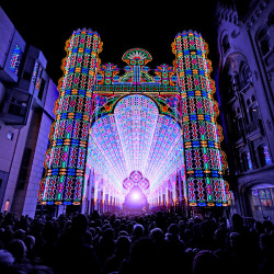noodlenaddle:  exhibition-ism:  The star of the show at the 2012 Light Festival in Ghent, Germany was this radiant cathedral entitled Luminaire de Cagna  take me here 