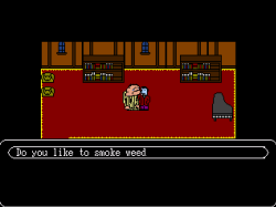frenchdad:  i have the option to ask fucking DRACULA if he smokes weed jesus christ this game  Veed
