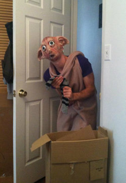 the-mighty-beard:  siriuslymeg:  gymleader-corn:  donjuansaminta:  So my friend’s roommate dressed up as Dobby and scared the shit out of her.  MASTER HAS GIVEN DOBBY A SOCK  I CANT BREATHE  DOBBY HAS GIVEN MASTER A HEART ATTACK, HOLY FUCK. 