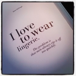 shopjournelle:  I love to wear lingerie. The problem is that men always rip it off too quickly.  Karen McDougal