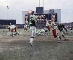 siphotos:  Jets quarterback Joe Namath attempts a pass during a Nov. 1969 game against the Chiefs at Shea Stadium. Kansas City, the eventual Super Bowl champion, would go onto win, 34-16. (Neil Leifer/SI) GALLERY: Rare Photos of Joe Namath 