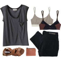 thepolyvorecollection:  Epke by emberstomb featuring gladiator sandals Rebecca Taylor draped top / Nobody Denim skinny jeans, 趤 / T by Alexander Wang soft cup bra, อ / Steve Madden gladiator sandals / Acne leather wallet, 贝  