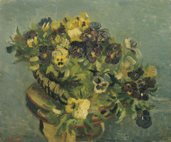 ambientclouds:  Basket of Pansies on a Small Table - Vincent van Gogh 
