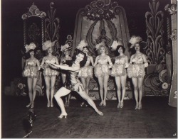 tapill:   Vintage 40&rsquo;s-era photo featuring the chorus line onstage at the &lsquo;FOLLIES Theatre&rsquo; in downtown Los Angeles.. Can&rsquo;t identify any of the specific dancers, but the stage details are definitely familiar..
