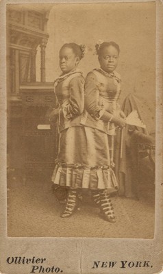 Ollivier Photo, Millie Christine - The Carolina Twin, surnamed the 2-headed Nightingale, ca. 1880.