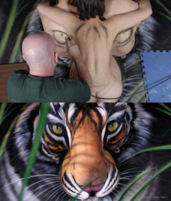 kilo-jericho-sierra:  opticoverload:  Incredible Bodypainting - The Last South China Tiger  ! I love tiger noses :)
