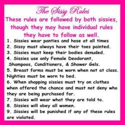 sissificationhypnosis:  sissy rules