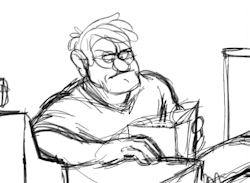 charlattes:  I was gonna make it neater but I got lazy Young Grunkle Stan before he makes his big debut in that one episode  I can&rsquo;t stop watching how his shoulder goes up and back as he gets up. And smeeeeaaars &lt;3