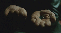 graysonsdick:   You take the blue pill, the story ends, you wake up in your bed and believe whatever you want to believe. You take the red pill, you stay in Wonderland, and I show you how deep the rabbit hole goes. 