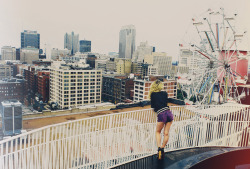 Overlooking two of my favorite places in this world, Saint Louis and the Saint Louis City Museum citymuseum.org FILM! photo by isaac torres, model theresa manchester, wardrobe from the Bale Out and rockin the Jeffrey Campbell dominique spike platforms