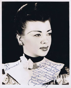  Justin Vain    (aka. Margie Anger) Vintage 40’s-era promo photo personalized to fellow dancer Donna Leslie: “To Donna — To a most wonderful person &amp; I mean it. It has been so nice working with you. Stay as nice as you are. Sincerely, —