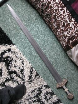 blackbirdblade:  Dottor, my Viking sword. Made the blade, hilt and did a helluva lot of work on the fittings. Ended up making this because I couldn’t afford a very beautiful high grade replica of the sword this is based on but tbh I prefer what I ended