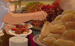 dontcrygators:  ladyeboshis:  A Studio Ghibli food appreciation post.   I’ve always wondered what those blob things were in the first .gif?