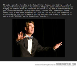 adriofthedead:  bumblingb:  nerdom-abound:  Bill Nye is one of the greatest people that has ever lived SCIENCE  When I was a little kid (like, one or two) my Mom ran into Bill Nye while out walking. He leaned down, went ‘Is that a little girl you have