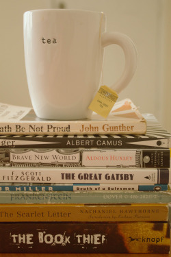 light-vs-darkness:  some great books there  A cuppa and great reads turn me on.