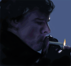 piratesherlyholmes:  polarbearsarebrilliant:  Just a quick few sketches that I wanted to turn into a gif of Sherlock smoking… each one took about 15-20 minutes to paint, so the whole thing took about an hour or so :)  …I think I’ll probably try