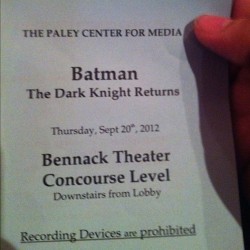 #batman #tdk #tdkr #thedarkknightreturns at the premiere.  (Taken with Instagram at The Paley Center For Media)