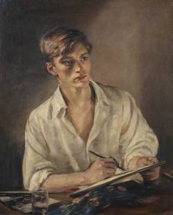 Young Man Sketching. William Bruce Ellis Ranken (British, 1881-1941), Oil on canvas, 89 x 69 cm. Leamington Spa Art Gallery and Museum.