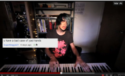 john-eqbert:  a snapshot from me on youtube   Omg /yaoi hands/. THOSE are what my bf has and next time I see him I'mma stroke his hands and whisper seductively &lsquo;Oh, I just love your&hellip; /yaoi handsss/&rsquo; and just watch his expression contort