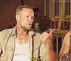 a-pathetic-fangirl:   walkingdixon:  Michael Rooker and Norman Reedus [2/3]  Whose character is the bigger badass?  He takes off faster because he played tennis. And I will learn more about that tennis career, goddammit!  