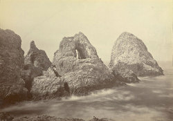 mythologyofblue:   Top: Carleton Watkins, Sugarloaf Islands at Fisherman’s Bay, Farallon Islands, about 1869 Bottom: Carleton Watkins, Half Dome Yosemite Valley, California, ca. 1865  (edisaportal) 